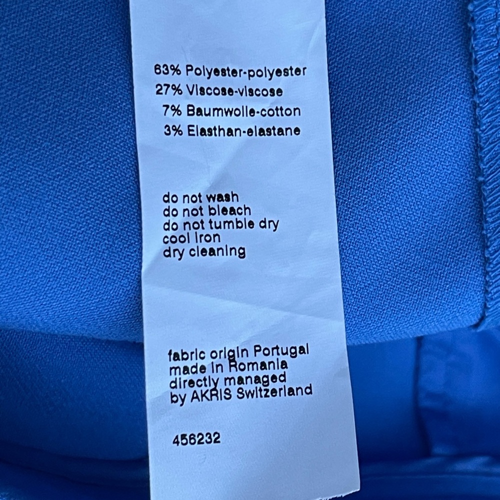 Akris Punto Blue Cropped Straight Cotton Techno Stretch Leg Ankle Pant Trouser 6 - Picture 6 of 7